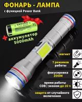 Фонарь-лампа лазерный диод Laser Wick PM10-TG для охоты, рыбалки, ручной аккумуляторный, тактический фонарик, Power-Bank / с магнитом / Type-C USB