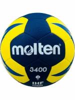 54927-82894 Мяч гандбольный MOLTEN 3400, H3X3400-NB, размер 3, 32 панели, ПУ, сертификат IHF, машинная сшивка, темно-синий-желтый