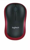 Мышь Logitech M186 черный/красный оптическая (1000dpi) беспроводная USB2.0 для ноутбука (3but) 910-0