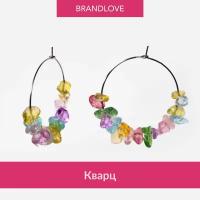 Серьги конго BL Jewelry Crumble, гранат, коралл, амазонит, лабрадорит, нефрит, янтарь, яшма, цитрин, тигровый глаз, горный хрусталь, кварц, лазурит, говлит, авантюрин, перламутр, красный