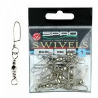 Вертлюг Spro Barrel Swivel Coastlock Snap с застежкой №1 (10 шт/уп)