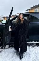 Eco furs "BLACK MAXI" эко страус (S)