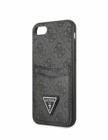 Guess для iPhone 7/8/SE 2020 PU 4G Double cardslot Metal triangle logo Hard Black