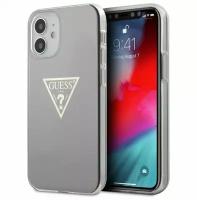 Чехол Guess PC/TPU Metallc effect Triangle logo Hard для iPhone 12 mini, цвет Серый (GUHCP12SPCUMPTGR)