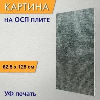 Вертикальная картина на ОСП "Стеклянная панель, провод узорчатое стекло, структурное стекло" 62x125 см. для интерьериа