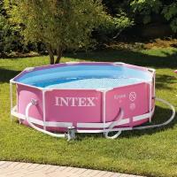 INTEX Каркасный бассейн 28292 Intex Metal Frame 244*76 см, розовый, фильтр-насос 28292