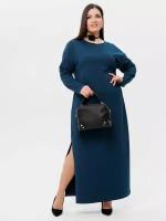 Платье женское ElenaTex N E W П-169 футер с лайкрой 48 размер, темный петроль