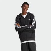 Толстовка adidas Essentials French Terry 3-Stripes Full-Zip, размер L, черный