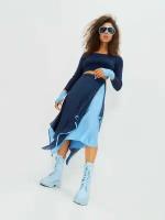 Юбка женская Lesnikova Design миди трапеция вязаная, размер 40-44, синий, голубой