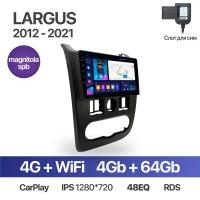 Штатная магнитола /4+64GB/ Lada Largus 2012 - 2021 / Лада Ларгус / автомагнитола Android 10/2din/ головное устройство/ мультимедиа