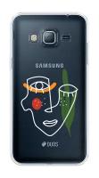 Силиконовый чехол на Samsung Galaxy J3 2016 / Самсунг Галакси J3 2016 "Минималистичный принт белый", прозрачный