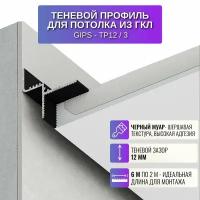 Плинтус потолочный теневой профиль для потолка из ГКЛ толщиной 12,5 мм, 2 метра 5 шт, цвет черный