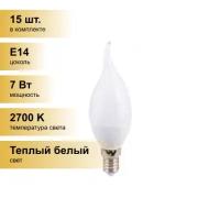 (15 шт.) Светодиодная лампочка Ecola свеча на ветру E14 7W 2700K 2K 130x37 пласт./алюм. Premium C4SW70ELC