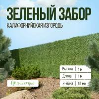 Сетка рабица Зелёный забор, калифорнийская изгородь, высота 1м, длина 1м, ячейка 35мм