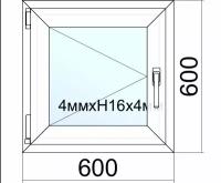 Окно ПВХ VEKA WHS Halo/ ш.60см*в.60см/поворотное/левое/однокамерный стеклопакет/фурнитура Accado (Турция)