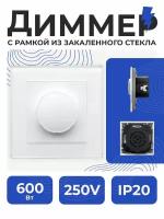 Выключатель-диммер, Диммер, 250В 10А Рамка стекло СТМ YK2019-G