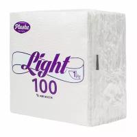 Салфетки бумажные 22.5х22.5см, 1-слойные Plushe Light, белые, 90шт