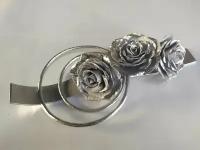 Декор "Розы". Цвет серебро. Размеры 390×180×100