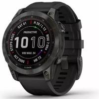 Умные часы Garmin Fenix 7 Sapphire Solar, титановый серый DLC с черным ремешком 010-02540-21