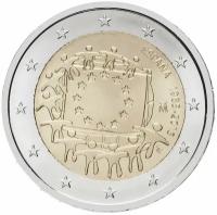 Монета 2 евро 30 лет флагу Европы. Испания 2015 UNC
