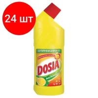 Комплект 24 шт, Чистящее средство 750 мл, DOSIA (Дося) "Лимон", для сантехники, дезинфицирующий и отбеливающий эффект, гель