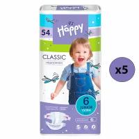 Bella Baby Happy Подгузники Classic Junior Extra 6, 16+ кг., 54 шт., 5 упаковок