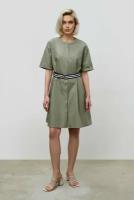 Платье BAON Хлопковое платье-рубашка прямого кроя с поясом Baon B4523104, размер: XL, зеленый