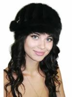 Шапка Lemmex Меховая шапка из вязаной норки "Марина", размер 58-59, черный