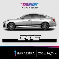 Наклейка на автомобиль Cadillac CT5 (Кадиллак), черные полоски на авто, один борт (универсальный)