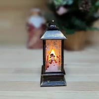 Новогодний фонарик со свечой, подсветкой | Игрушка-светильник на елку "Снеговик",13хх5 см