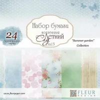 Бумага для скрапбукинга 15х15 см, Летний сад, 24 двусторонних листа, Fleur Design