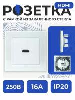 Розетка HDMI, розетка, Рамка стекло СТМ YK2018-G