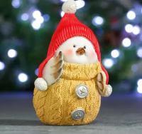 Фигура декоративная новогодняя "Снегирь-девочка" L8W10H15см, Бежево-красная