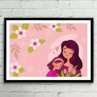 Постер "Мама, дочка и цветочки" Cool Eshe из коллекции "День матери", плакат А4