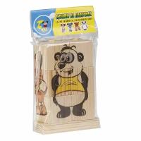 Кубики на палочках Тутси "Составь картинку. Кот, собака, медведь, панда" (дерево, 6 элементов, печат