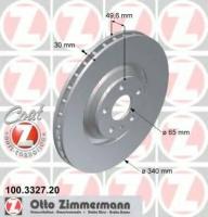 Диск тормозной перед. AUDI TT (8J3), TT Roadster (8J9) (5 отв, вент), 100332720 ZIMMERMANN 100.3327.20