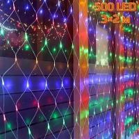 Светодиодная гирлянда "Сетка" 280 светодиодов 2 х 2 метра, цвет свечения: разноцветный