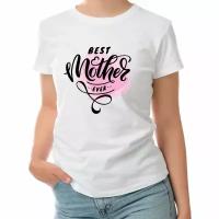 Женская футболка «Надпись Best Mother ever - лучшая мама» (2XL, белый)