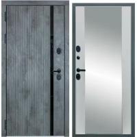 Дверь входная металлическая DIVA ДХ-46 Зеркало 2050x860 Левая Бетон темный - Д15 Белый софт, тепло-шумоизоляция, антикоррозийная защита для квартиры