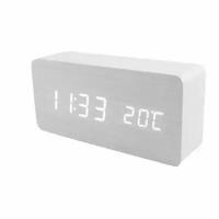 Электронные настольные часы из дерева Led Wooden Clock VST-862 (белый)