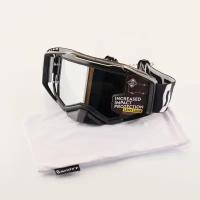 Очки защитные для мотоспорта, горнолыжного спорта, сноубординга, экстремального спорта "SCOTT" (черный, стекло зеркальное, +чехол)