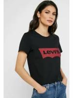 Футболка Levi's женская, размер L, черный и красный цвета