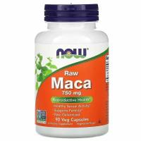 NOW Foods Maca, Мака необработанная, 750 мг, 90 капсул