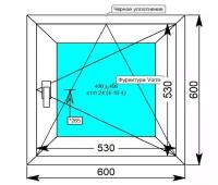 Окно ПВХ KBE Гутверк/ ш.60см*в.60см/поворотно-откидное/правое/однокамерный стеклопакет/фурнитура Vorne (Турция)