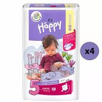 Bella Baby Happy Подгузники Junior 5, 12-25 кг., 58 шт., 4 упаковки