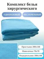 Бельё медицинское одноразовое нестерильное. Комплект в составе: наволочка 70*70 см, пододеяльник 140*200 см, простыня 140*200 см