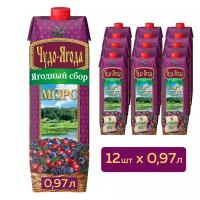 Морс Чудо-Ягода Ягодный сбор, без сахара, 0.97 л, 12 шт