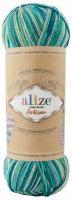 Пряжа Alize Superwash Artisan принт белый-бежевый-бирюзовый-синий (9001), 75%шерсть/25%полиамид, 420м, 100г, 5шт