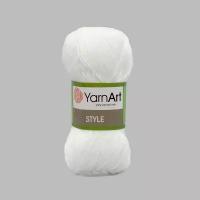 Пряжа для вязания YarnArt 'Style' 50гр 185м (67% хлопок, 33% вискоза) (650 белый), 5 мотков