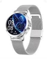 Смарт-часы умные наручные Double A Smart Watch LW женские, круглые, водонепроницаемые, серебристые